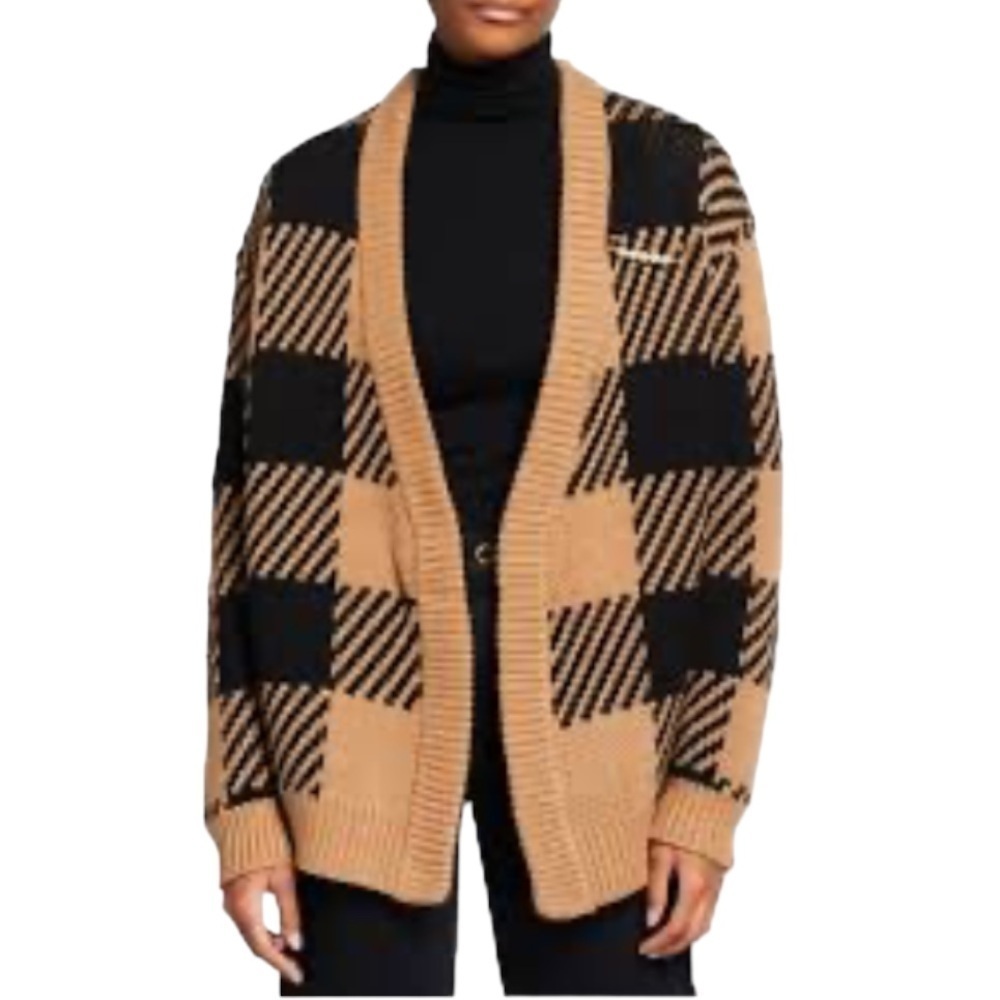 Mother of Pearl Blake Checked Organic Cotton Cardigan Sweater NWT